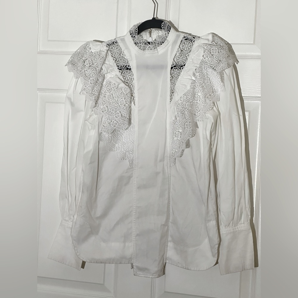 GANNI Lace Shirt White